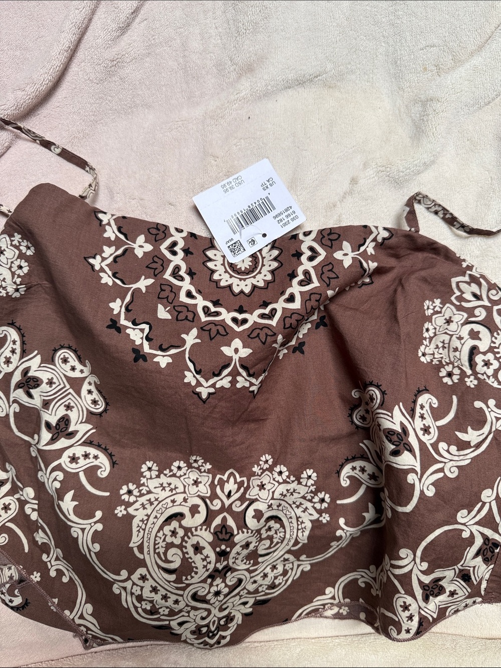 American Eagle Outfitters Brown Paisley Crop Tank Top